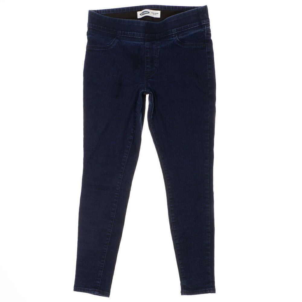 Old Navy Super Skinny Pull On Jeans Size 6 S Womens Mid Rise Blue Stretch 29x25